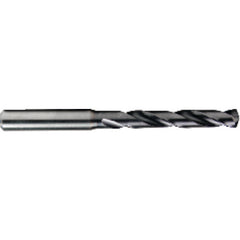 12.8 mm Dia. × 17/64″ Shank × 77 mm Flute Length × 124 mm OAL, 5xD, TiAlN, 2xD Flute, H6 Solid Carbide Drill - Exact Tooling