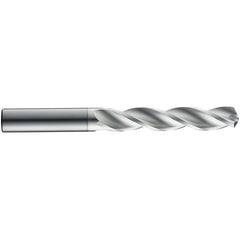 10.1 mm Dia. × 12 mm Shank × 71 mm Flute Length × 118 mm OAL, 5xD, 124°, TB, 3 Flute, External, Round Solid Carbide Drill - Exact Tooling