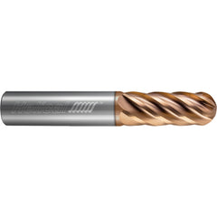 ‎6 Flute - Ball - 0.3750″ (3/8) Cutter DIA × 0.3750″ (3/8) Shank DIA × 0.1875″ (3/16) Radius × 2.0000″ (2) LOC × 4.0000″ (4) OAL  - TPLUS Coated