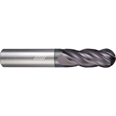 ‎4 Flute - Ball - 0.2812″ (9/32) Cutter DIA × 0.3125″ (5/16) Shank DIA × 0.1400″ (9/64) Radius × 1.0000″ (1) LOC × 3.0000″ (3) OAL  - APLUS Coated