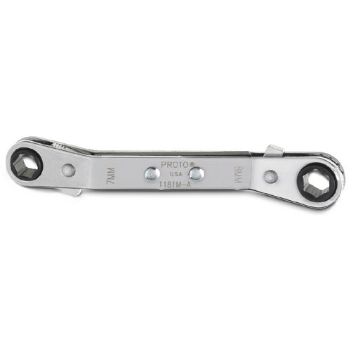 ‎Proto Offset Double Box Reversible Ratcheting Wrench 7 × 8 mm - 6 Point - Exact Tooling