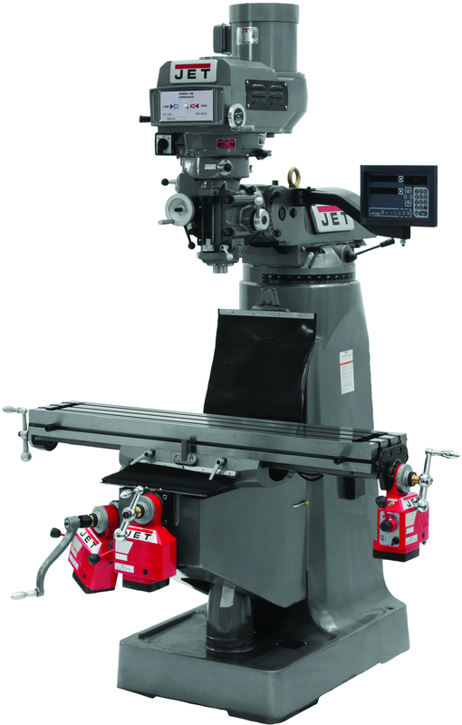 JTM-4VS Mill With 3-Axis Newall DP700 DRO (Quill) With X-Axis Powerfeed - Exact Tooling