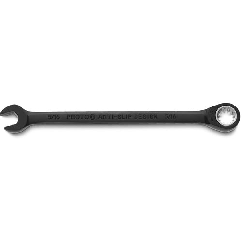 Proto Black Chrome Combination Non-Reversible Ratcheting Wrench 5/16″ - Spline - Exact Tooling