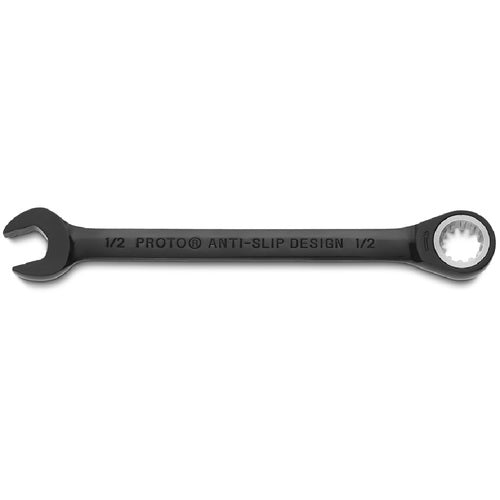 Proto Black Chrome Combination Non-Reversible Ratcheting Wrench 1/2″ - Spline - Exact Tooling