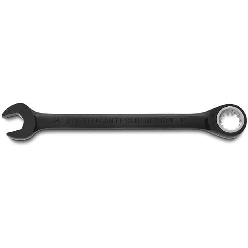 Proto Black Chrome Combination Non-Reversible Ratcheting Wrench 14 mm - Spline - Exact Tooling
