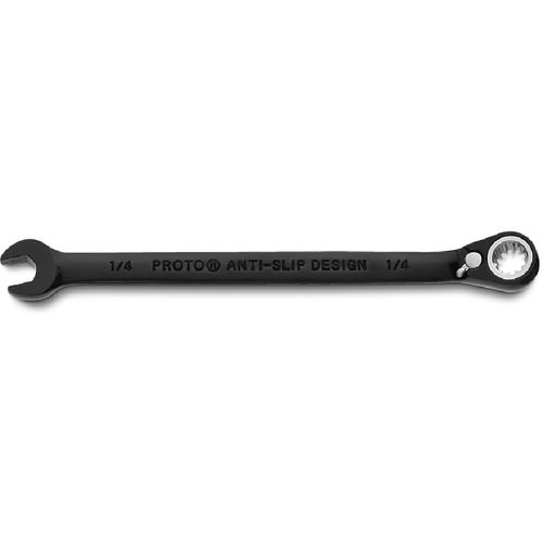 Proto Black Chrome Combination Reversible Ratcheting Wrench 1/4″ - Spline - Exact Tooling