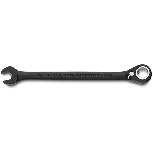 Proto Black Chrome Combination Reversible Ratcheting Wrench 11/32″ - Spline - Exact Tooling