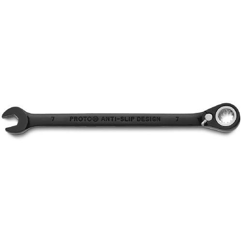 Proto Black Chrome Combination Reversible Ratcheting Wrench 7 mm - Spline - Exact Tooling