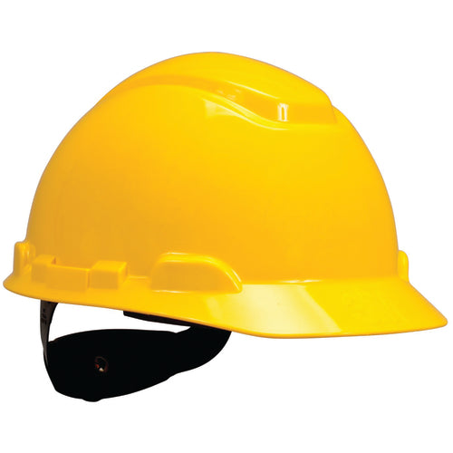 ‎3M Hard Hat with Uvicator H-702R-UV Yellow 4-Point Ratchet Suspension - Exact Tooling
