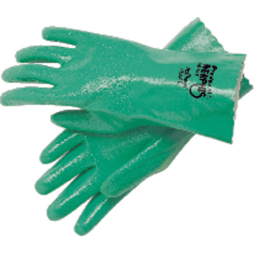 Predaknit Gloves - Green - Full Rough Nitrile Coating - Interlock Lined - 12″ Gauntlet Cuff - Size X-Large - Exact Tooling