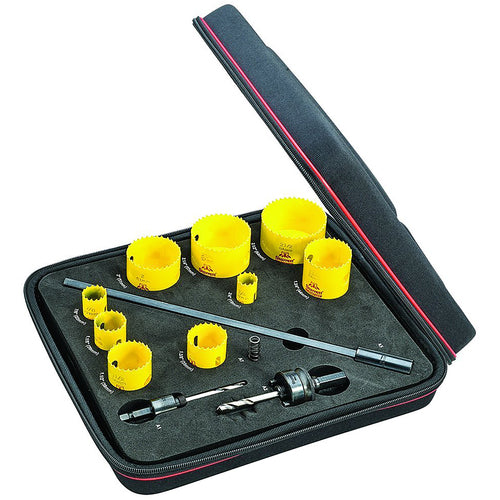 KFC09041-N Hole Saw Kit FCH Plumber's & Electricians Kit W/ 9 Hole Saws & 4 Accessories - Exact Tooling