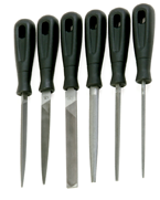 6 Pc. 4" Smooth Engineering File Set - Plastic Handles - Exact Tooling