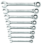 8 Piece - Revesible Combination Ratcheting Wrench Set SAE - Exact Tooling