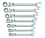 7 Piece - Flex-Head Combination Ratcheting Wrench Set SAE - Exact Tooling