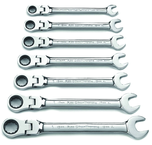 7 Piece - Flex-Head Metric Combination Ratcheting Wrench Set - Exact Tooling