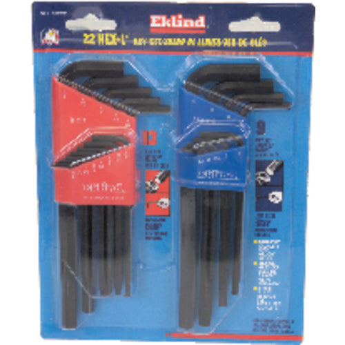 22 Pieces-0.050″-3/8″ & 1.5-10 mm Long Arm Style - Hex Key Set - Exact Tooling