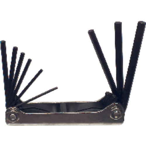 9 Pieces-5/64″-1/4″ Fold Up Style-4 1/4″ Arm-Hex Key Set - Exact Tooling