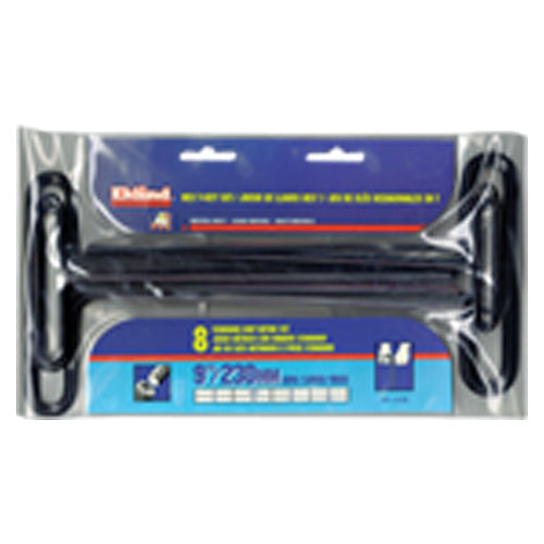 8 Pieces-2.0 mm-10 mm T-Handle Style-9″ Arm-Hex Key Set with Plain Grip - Exact Tooling