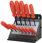 13 Piece - .050 - 3/8" Screwdriver Style - Ball End Hex Driver Set with Stand - Exact Tooling