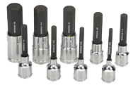 9 Piece - 4; 5; 6; 7; 8; 10; 12; 14; 17mm - 2" OAL - Pro Hold® Metric Socket Bit Set - Exact Tooling