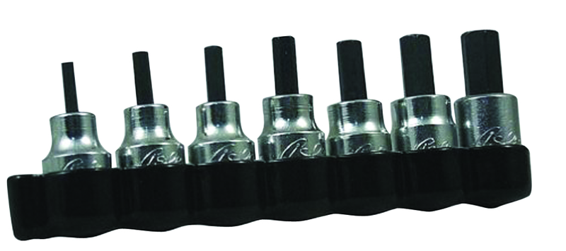 7 Piece - 1/8; 5/32;  3/16; 7/32; 1/4; 5/16 & 3/8" - 3/8" Square Drive - Hex Bit Set - Exact Tooling