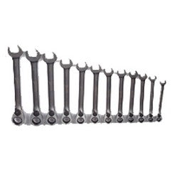 Snap-On/Williams Reverse Ratcheting Wrench Set -- 12 Pieces; 12PT Chrome Plated; Includes Sizes: 8; 9; 10; 11; 12; 13; 14; 15; 16; 17; 18; 19mm; 5° Swing - Exact Tooling