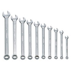 Snap-On/Williams Metric Combination Wrench Set -- 10 Pieces; 12PT Satin Chrome; Includes Sizes: 7; 8; 9; 10; 11; 12; 13; 15; 17mm - Exact Tooling