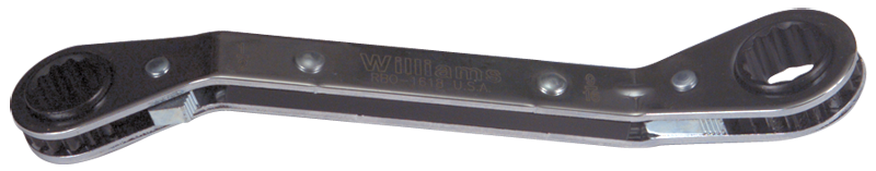 11/16 x 13/16'' - 9-1/8'' OAL - Chrome Plated 25° Offset Ratcheting Box Wrench - Exact Tooling