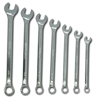Snap-On/Williams Fractional Combination Wrench Set -- 7 Pieces; 12PT Satin Chrome; Includes Sizes: 3/8; 7/16; 1/2; 9/16; 5/8; 11/16; 3/4" - Exact Tooling
