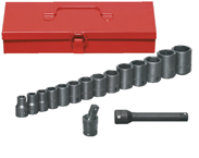 16 Piece - #9324566 - 10 to 27mm - 1/2" Drive - 6 Point - Metric Deep Impact Socket Set - Exact Tooling