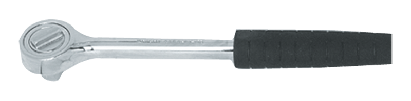 10-1/2" OAL - 1/2'' Drive - Round Head - Reversible Ratchet - Comfortable Grip Handle - Exact Tooling
