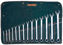 Wright Tool Fractional Combination Wrench Set -- 14 Pieces; 12PT Chrome Plated; Includes Sizes: 3/8; 7/16; 1/2; 9/16; 5/8; 11/16; 3/4; 13/16; 7/8; 15/16; 1; 1-1/16; 1-1/8; 1-1/4"; Grip Feature - Exact Tooling