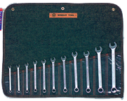Wright Tool Metric Combination Wrench Set -- 11 Pieces; 12PT Chrome Plated; Includes Sizes: 7; 8; 9; 10; 11; 12; 13; 14; 15; 17; 19mm - Exact Tooling