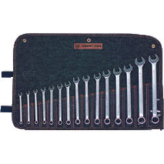 Wright Tool Metric Combination Wrench Set -- 15 Pieces; 12PT Chrome Plated; Includes Sizes: 7; 8; 9; 10; 11; 12; 13; 14; 15; 16; 17; 18; 19; 21; 22mm - Exact Tooling