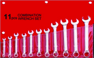 11 Piece - 12 Point - 6; 8; 9; 10; 11; 12; 13; 15; 17; 18; 19mm - Metric Combination Wrench Set - Exact Tooling