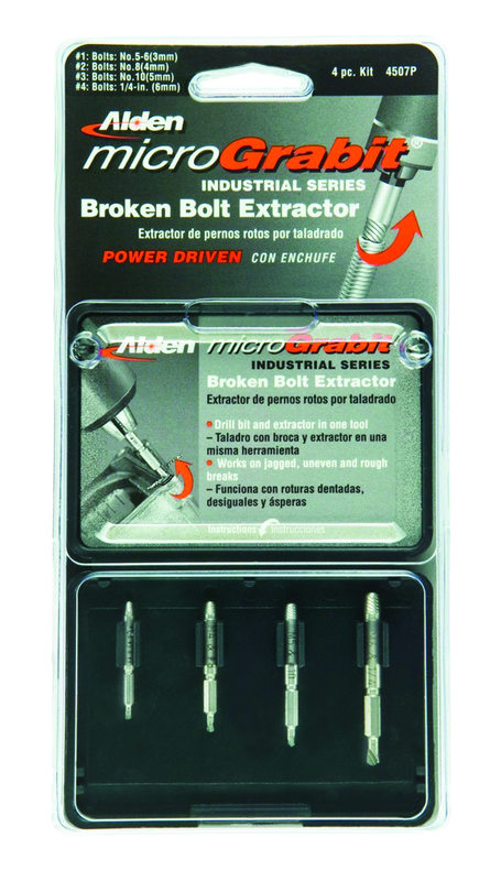 #4507P; Removes #4 to #16 Screws; 4 Piece Micro Grabit - Screw Extractor - Exact Tooling