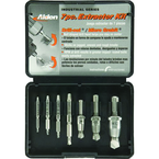 #7017P; Removes #6 to #12 Screws; 7 Piece Extractor Kit - Screw Extractor - Exact Tooling