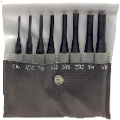8 Pieces Regular Length Drive Pin Punch Set - Model HMC–022; 1/16″ to 5/16″ Diameter - Exact Tooling