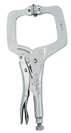 C-Clamp with Swivel Pads -- #11SP Plain Grip 3-3/4'' Capacity 11'' Long - Exact Tooling