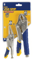 Fast Release Curved Jaw Locking Pliers Set -- 2 Pieces -- Includes: 10" Curved Jaw & 6" Long Nose - Exact Tooling