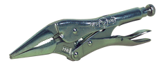 Long Nose Locking Pliers with Wire Cutter -- #9LN Plain Grip 3'' Capacity 9'' Long - Exact Tooling
