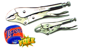 2pc. Chrome Plated Locking Pliers Set with Free Soft Toss Tiger Baseball - Exact Tooling
