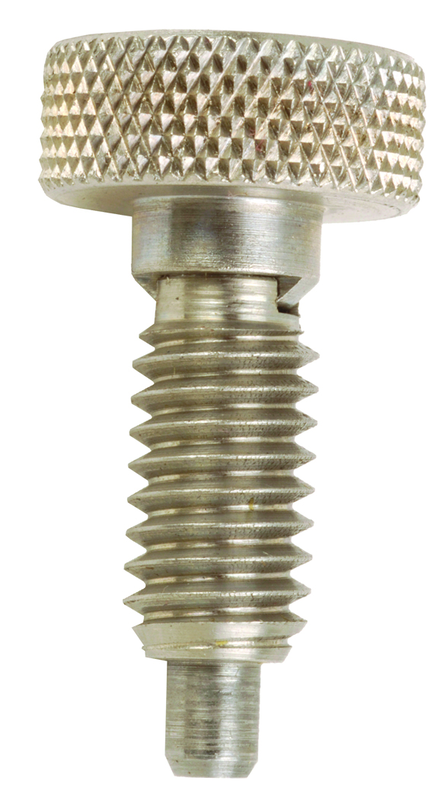 Hand Retractable Spring Plunger with Knurled Knob - 1 lbs Initial End Force, 8 lbs Final End Force (3/8-16 Thread) - Exact Tooling