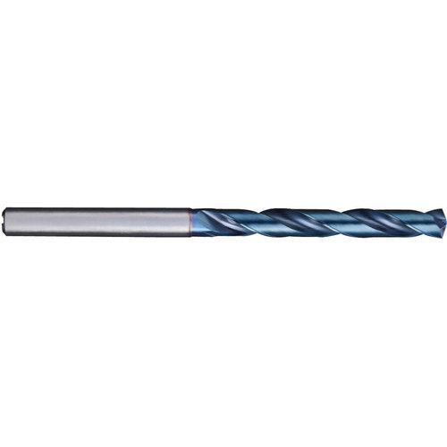 31/64″ Dia. × 14 mm Shank × 77 mm Flute Length × 124 mm OAL, 5XD, 140°, Aqua Revo D, 2 Flute, Internal, Solid Carbide Drill - Exact Tooling