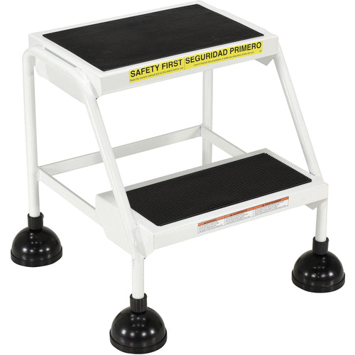Spring Loaded Roll Ladder 2 Step White - Exact Tooling