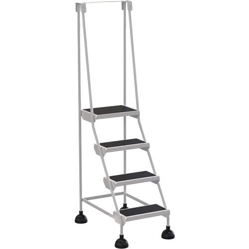 Spring Loaded Roll Ladder 4 Step White - Exact Tooling