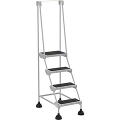 Spring Loaded Roll Ladder 4 Step White - Exact Tooling