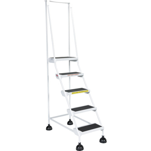 Spring Loaded Roll Ladder 5 Step White - Exact Tooling