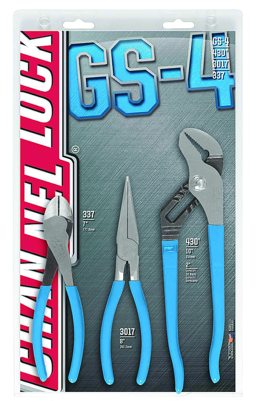 Channellock Combo Pliers Set -- #GS4; 3 Pieces; Includes: 7-1/2" Long Nose; 7" Cutting; 10" Tongue & Groove - Exact Tooling