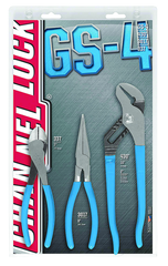 Channellock Combo Pliers Set -- #GS4; 3 Pieces; Includes: 7-1/2" Long Nose; 7" Cutting; 10" Tongue & Groove - Exact Tooling